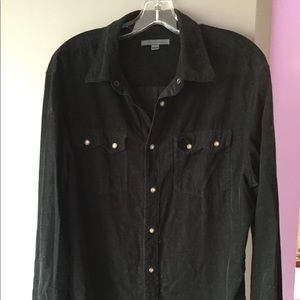 John Varvatos black corduroy pearl snap